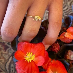New Dainty Solid real 14K Gold elephant Ring size 3 4 5 6 7 8 9 10